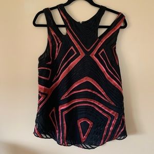 NWT le chateau sleeveless red and black blouse